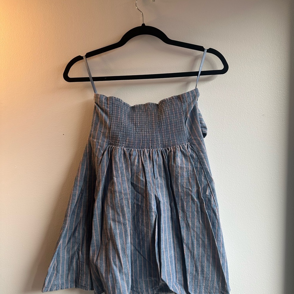 Free People Striped Blue and White Strapless Dress Size S - Picture 2 of 2